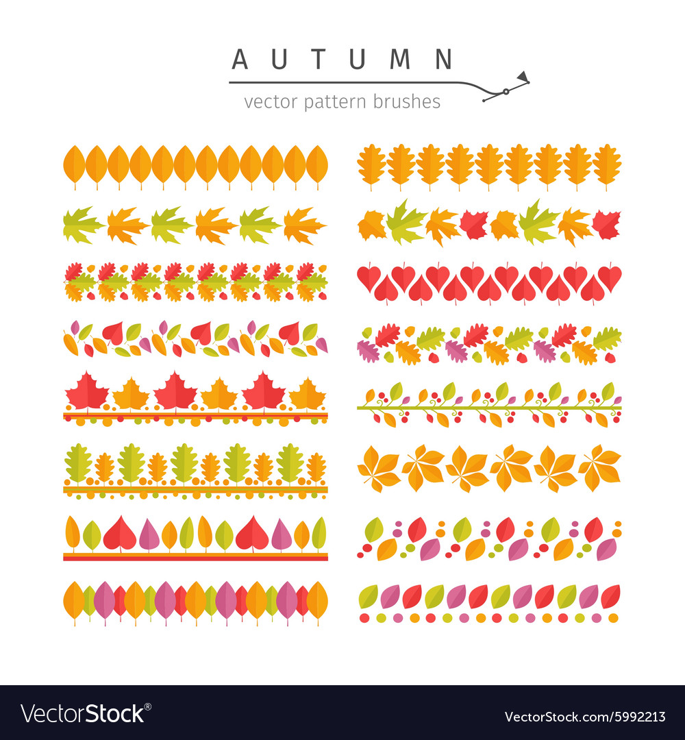 Autumn Leaves Pattern Brushes Set Royalty Free Vector Image Autumn Leaves Pattern Brushes Set Royalty Free Vector Image