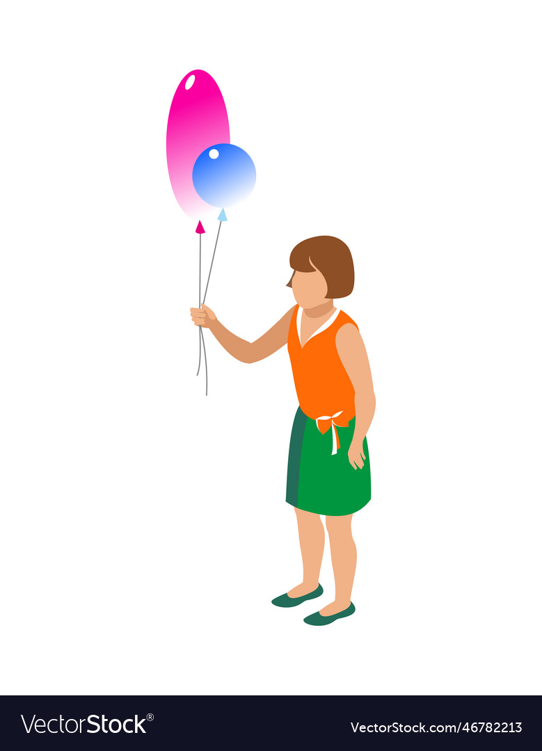 Girl with balloon Royalty Free Vector Image - VectorStock