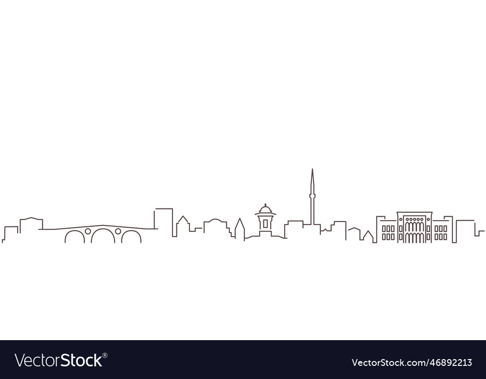 Sarajevo dark line simple minimalist skyline Vector Image