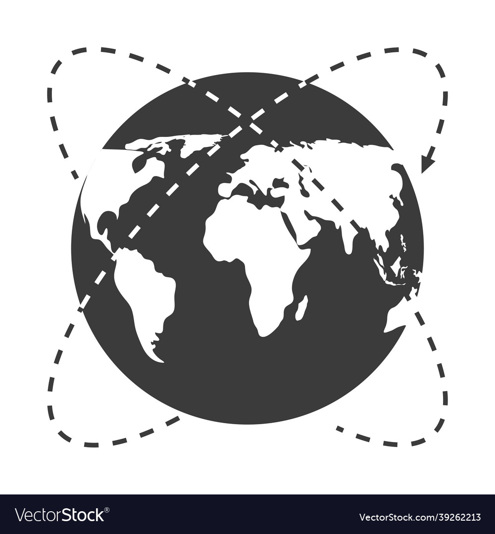 Silhouette of world with lines around Royalty Free Vector