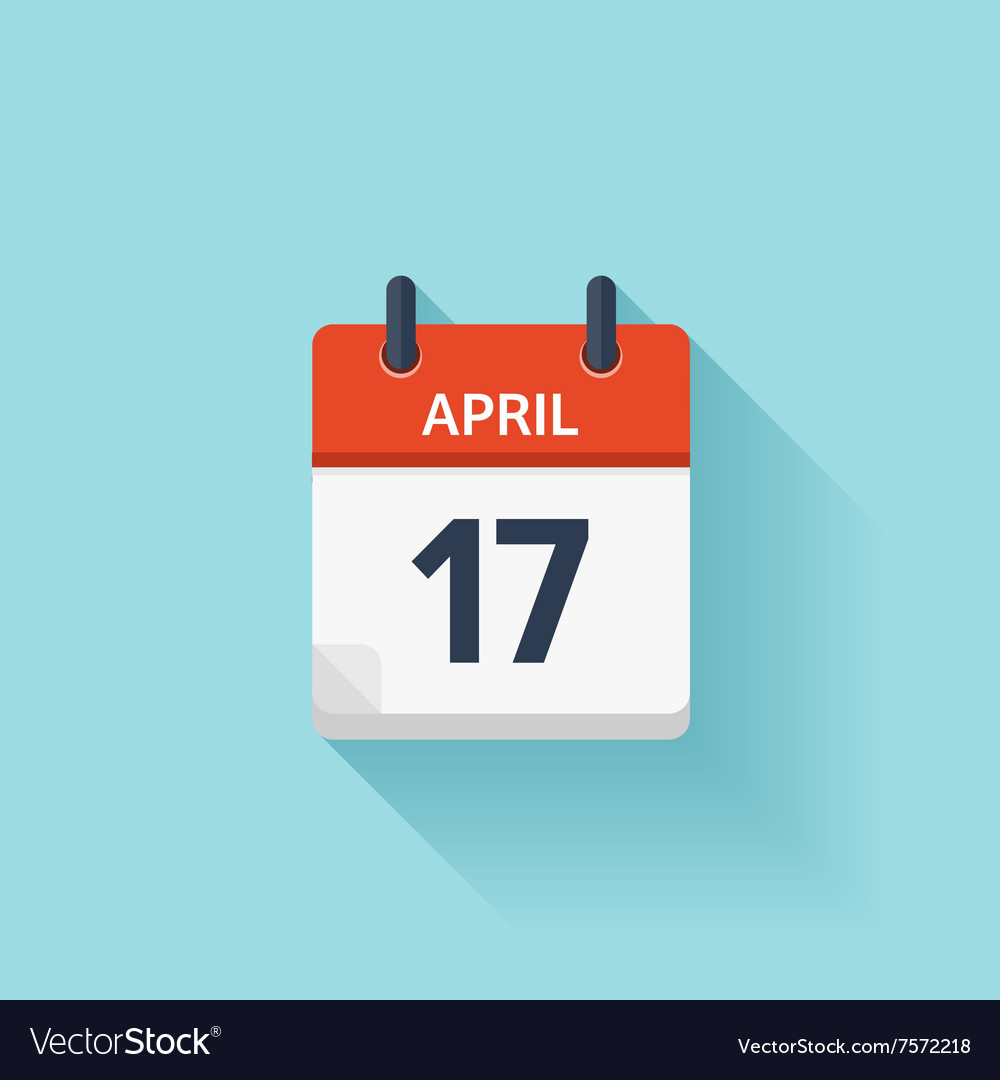 April 17 flat daily calendar icon date Royalty Free Vector