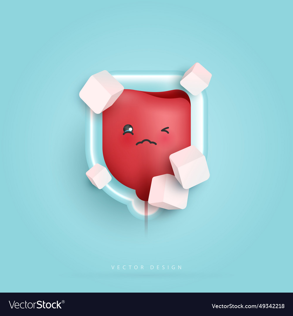 Blood bag with sugar cube dissolving inside Vector Image