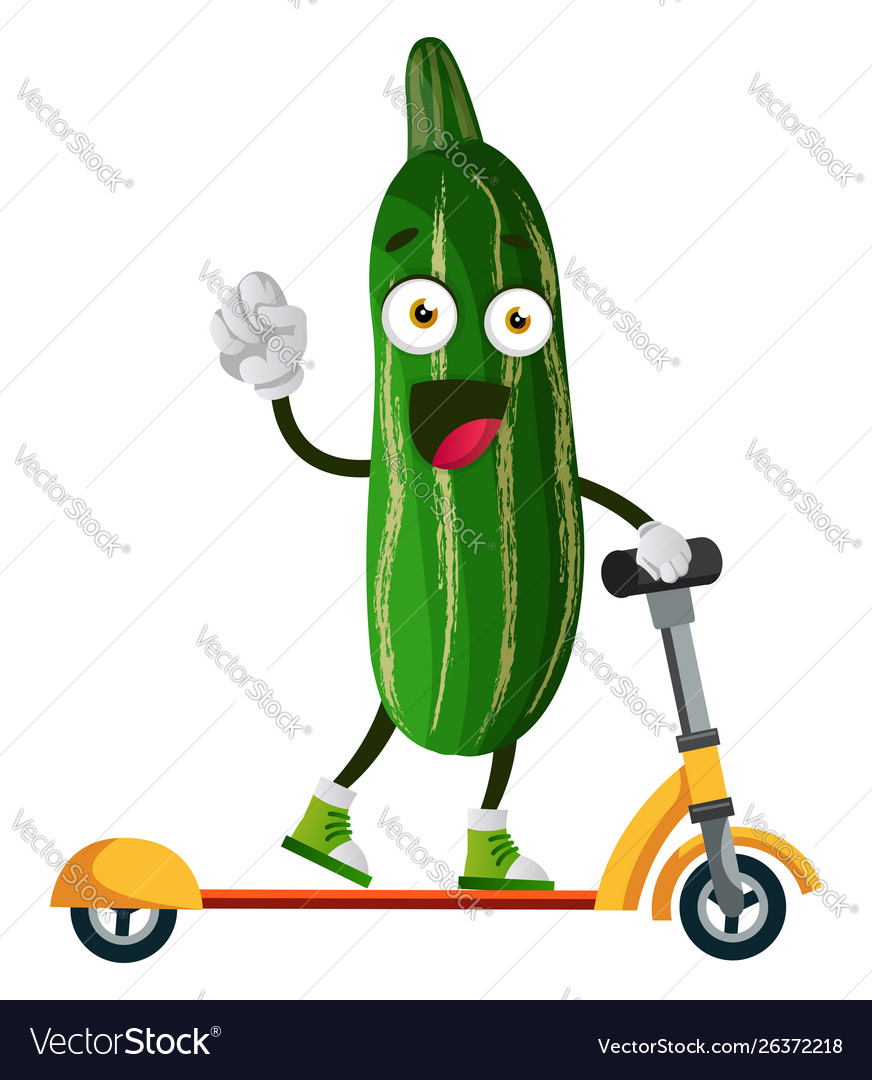 Cucumber on scooter white background Royalty Free Vector