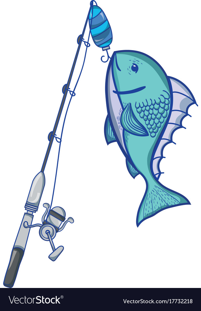 Spincash Reel Catch The Fish Food Royalty Free Vector Image