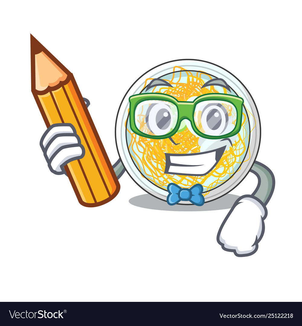 Student naengmyeon is served in cartoon bowl vector image Student naengmyeon is served in cartoon bowl