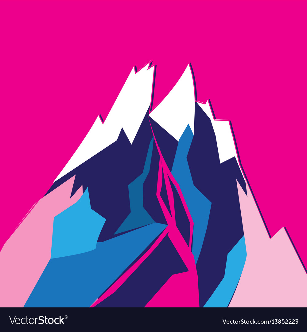 Graphic bright colored mountain Royalty Free Vector Image