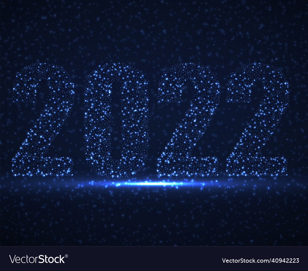 Happy new year 2022 text design with glowing Vector Image