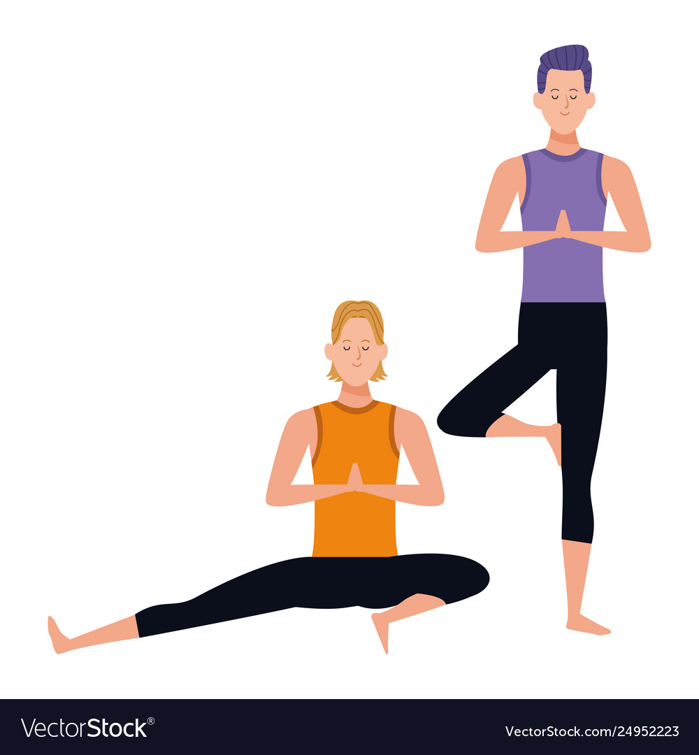 Men yoga poses Royalty Free Vector Image - VectorStock