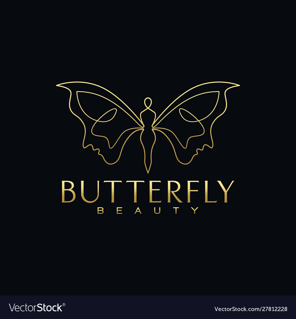 Beauty Butterfly Face Logo Design Royalty Free Vector Image