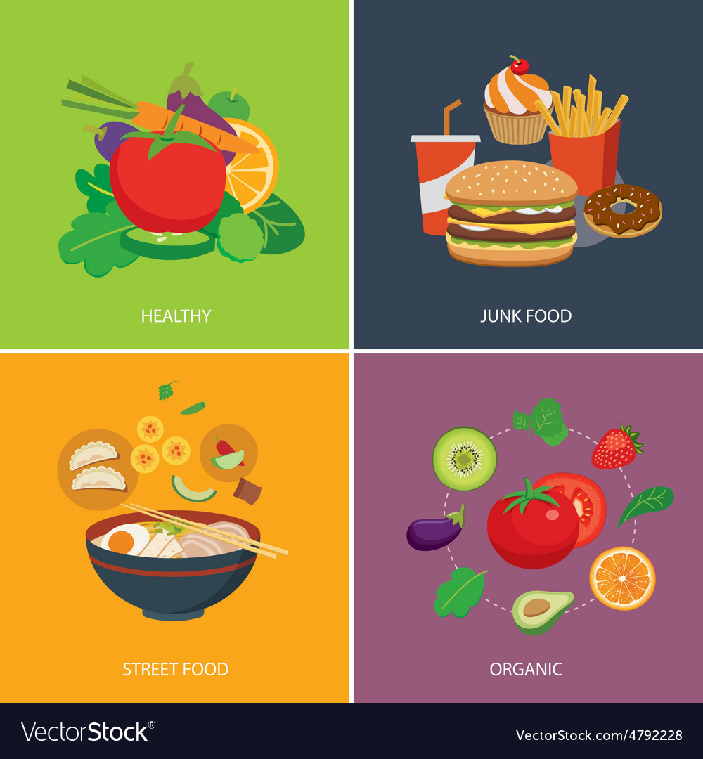 Set of flat design concept for food Royalty Free Vector