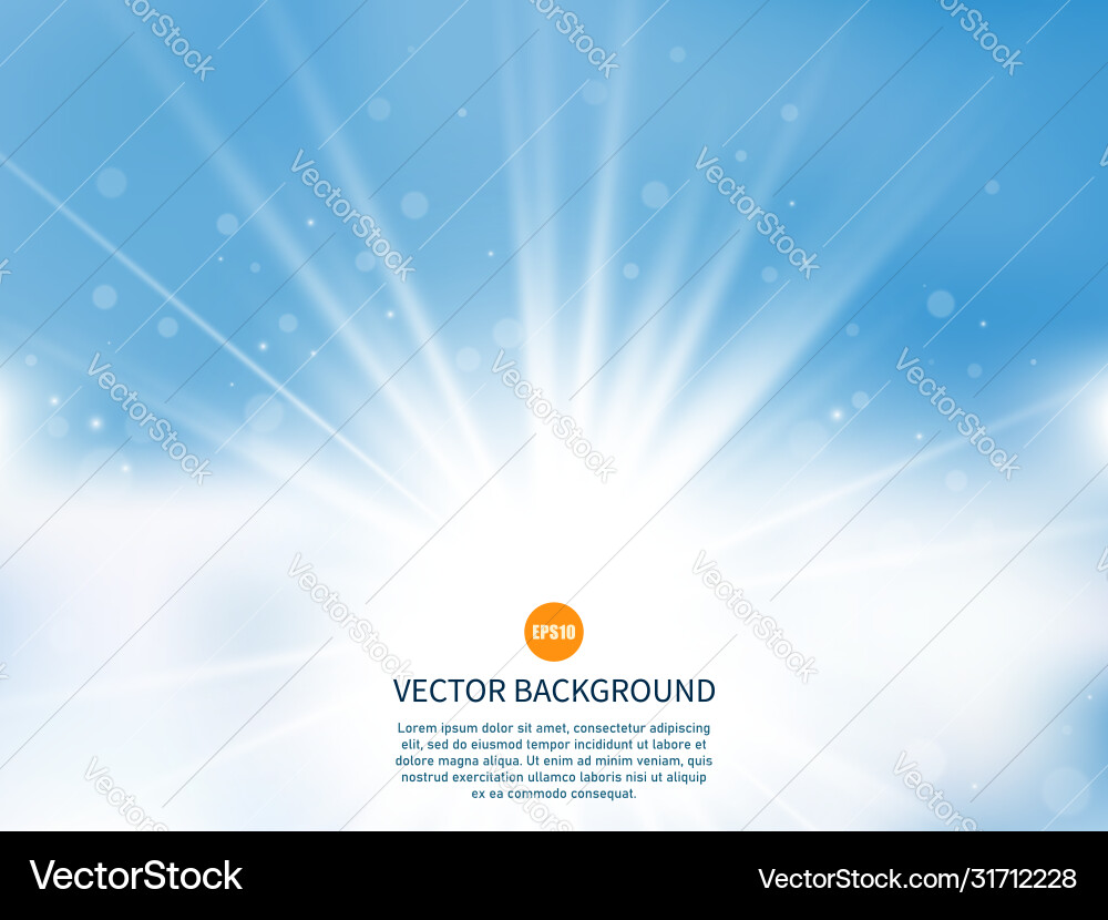 Sun with rays sunny background Royalty Free Vector Image