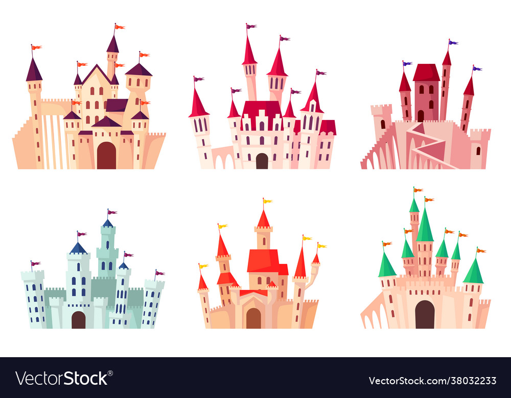 Cartoon medieval castles set Royalty Free Vector Image