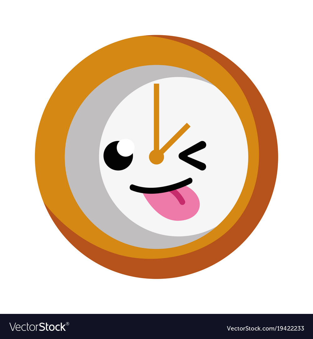 Funny circle clock kawaii cartoon Royalty Free Vector Image