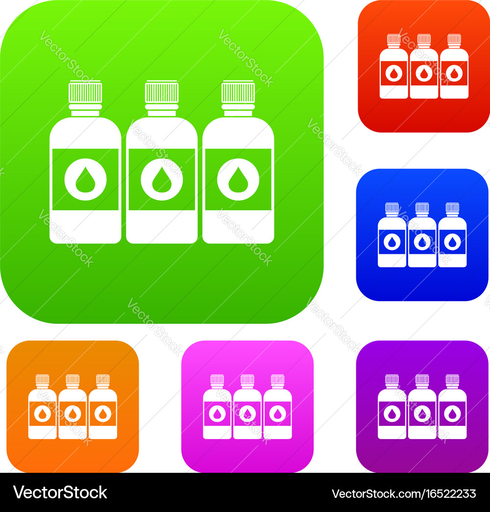 Printer ink bottles set collection Royalty Free Vector Image