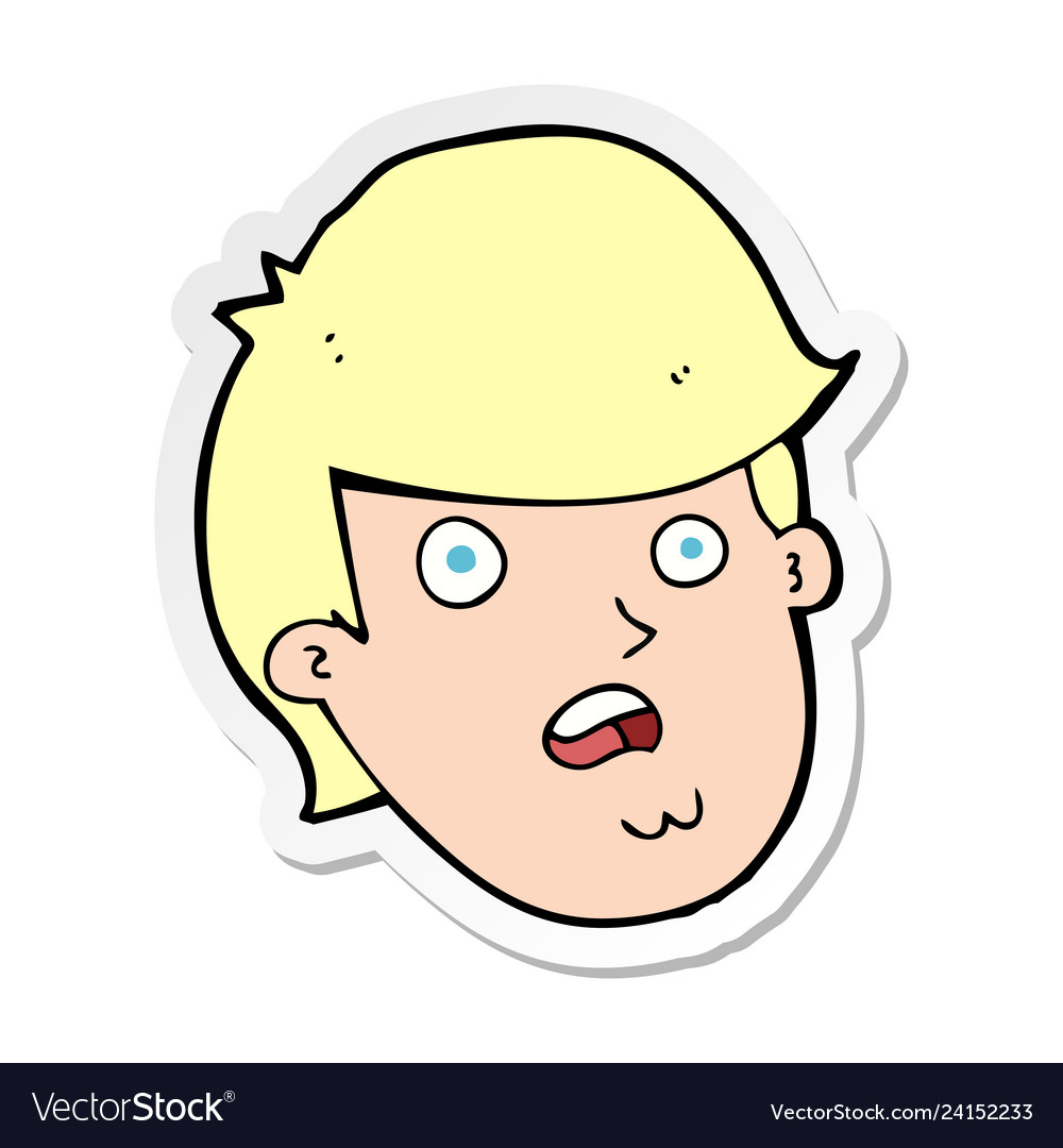 Sticker of a cartoon man with big chin Royalty Free Vector