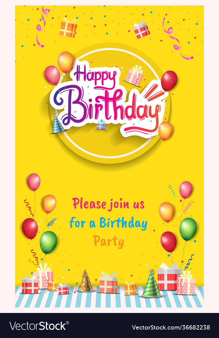 Happy birthday invitation design with circle Vector Image