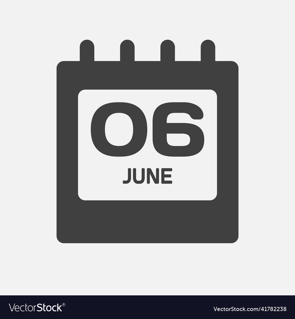 Icon day date 6 june template calendar page Vector Image