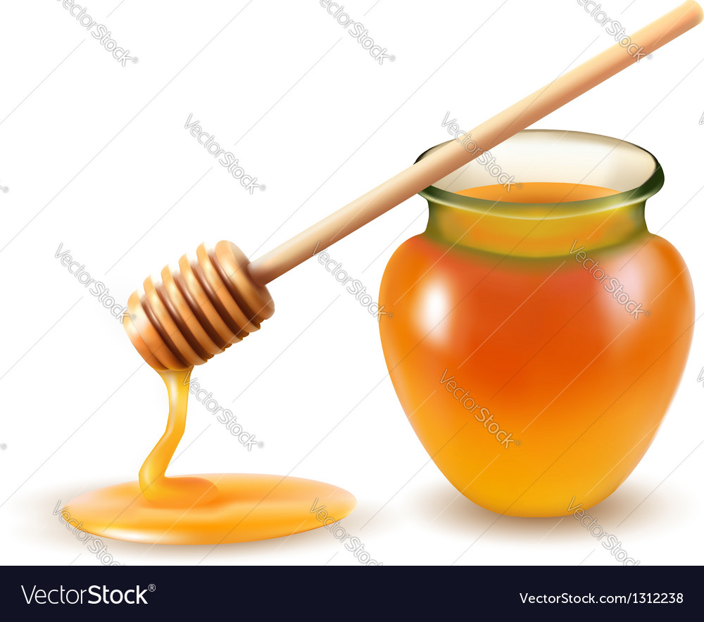 Jar of honey and a dipstick Royalty Free Vector Image