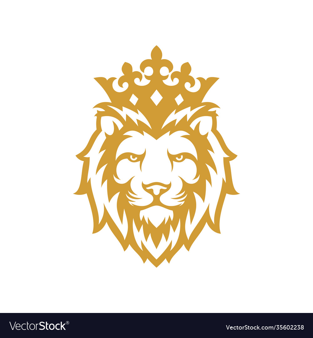 Luxury Golden Royal Lion King Logo Template Vector Image