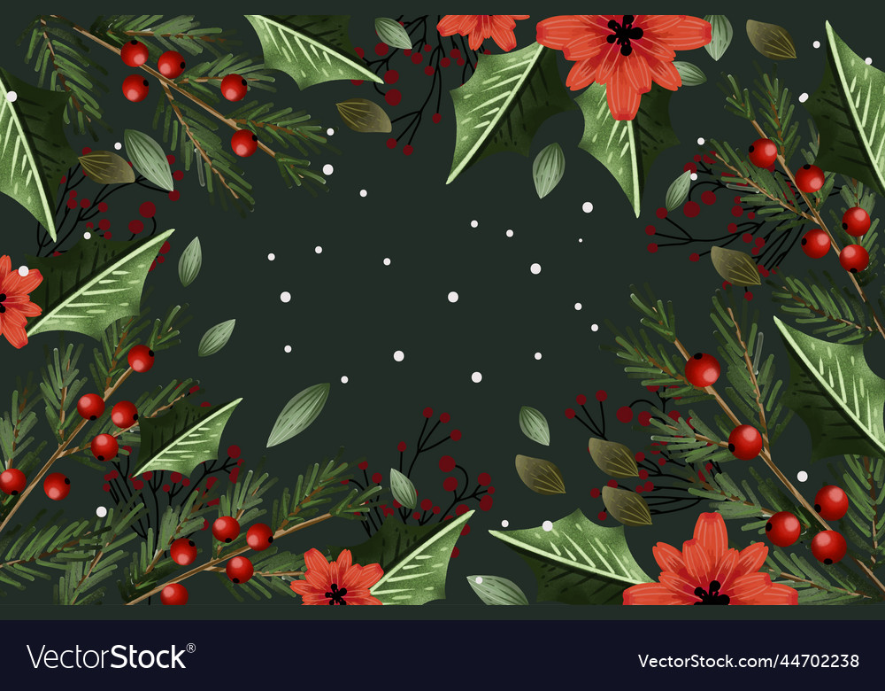 Watercolor christmas tree branches background Vector Image
