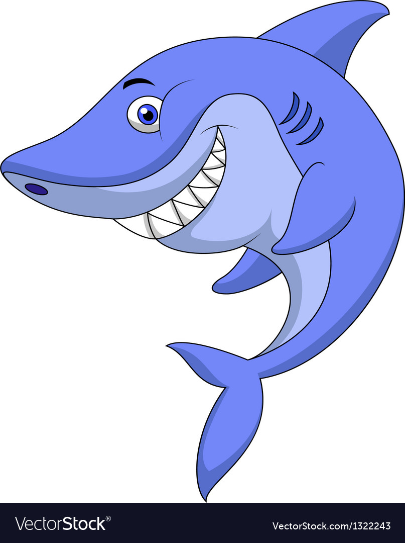 Cute shark cartoon Royalty Free Vector Image - VectorStock