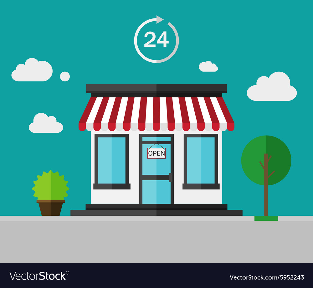 Flat color background - shop building Royalty Free Vector