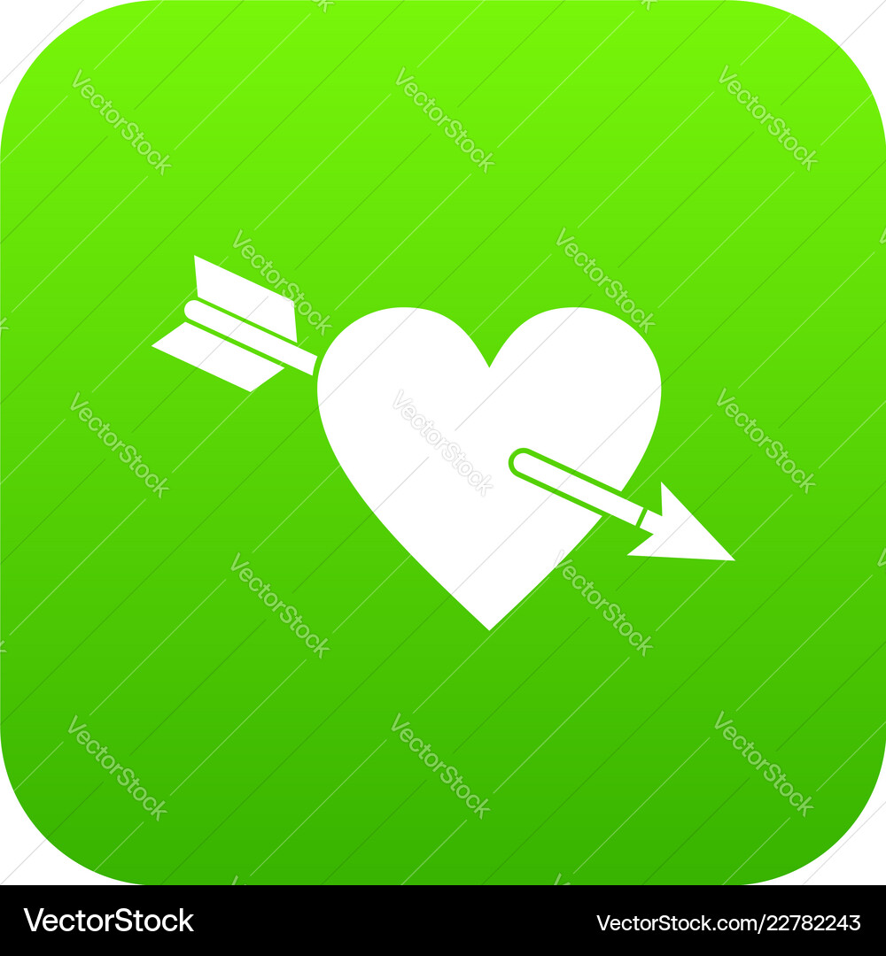 Heart with arrow icon digital green Royalty Free Vector