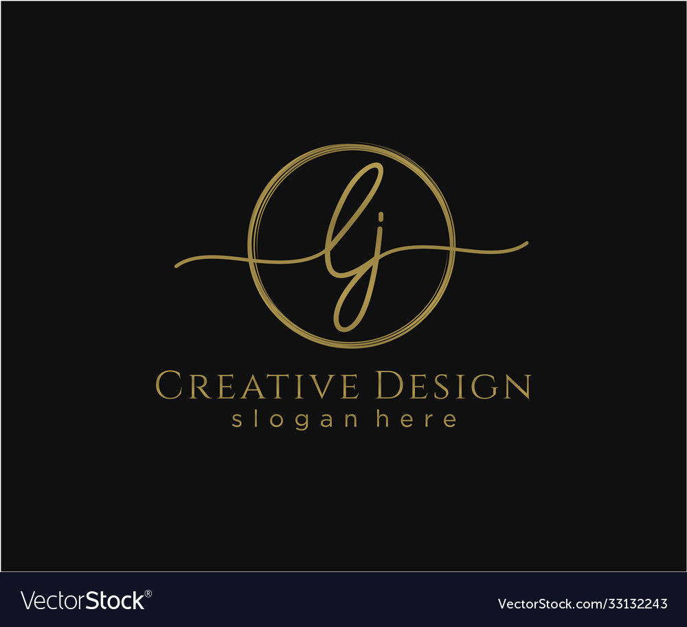 Initial lj handwriting logo with circle template Vector Image