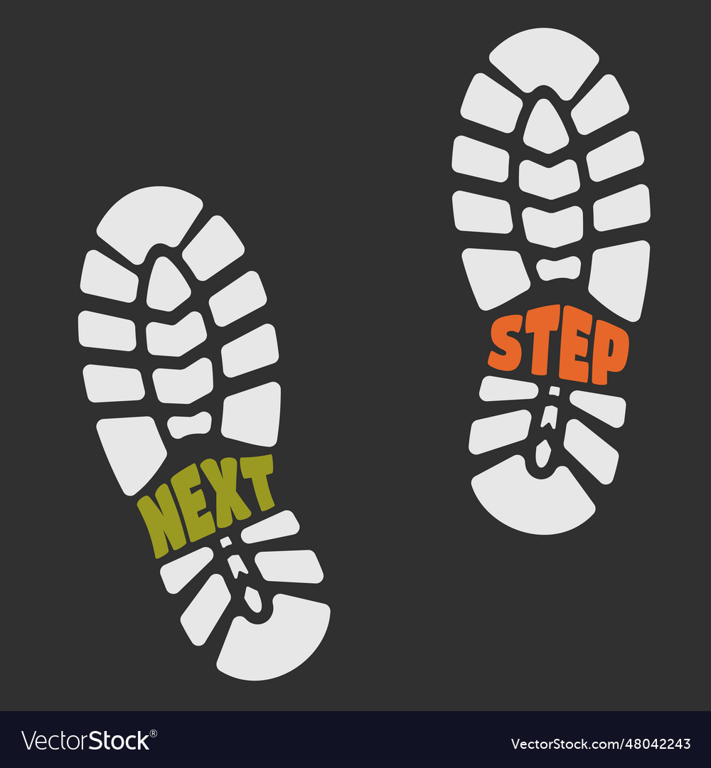 Next step symbol with sport shoe print