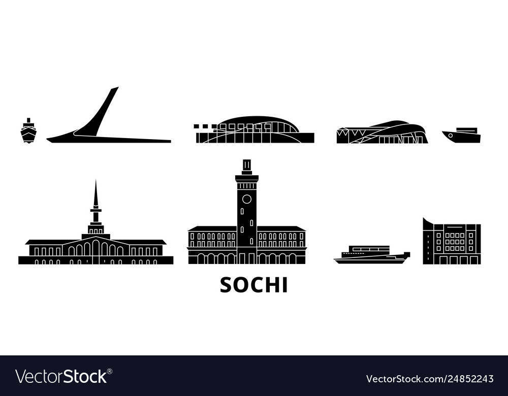 Russia sochi flat travel skyline set