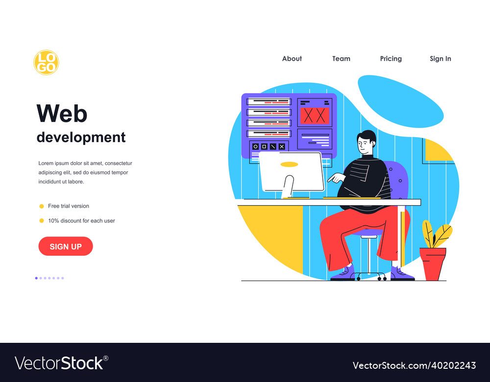 Web development banner concept Royalty Free Vector Image