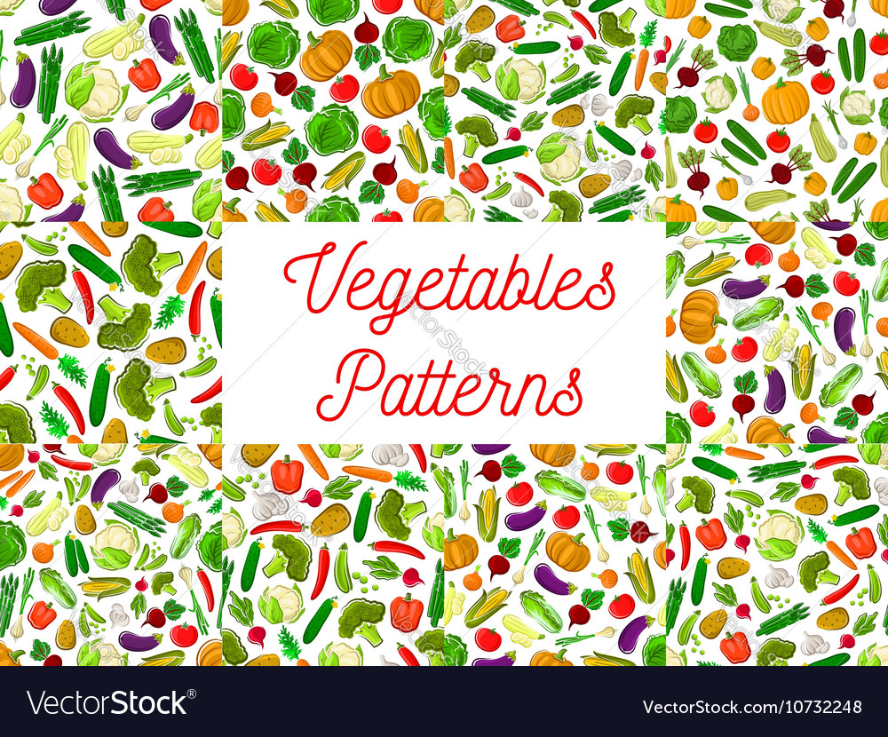 Farm vegetables seamless pattern backgrounds Vector Image