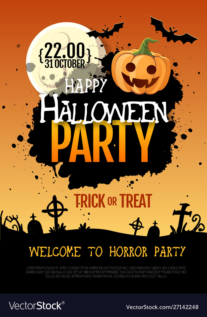 Halloween disco party poster with jack o lantern Vector Image