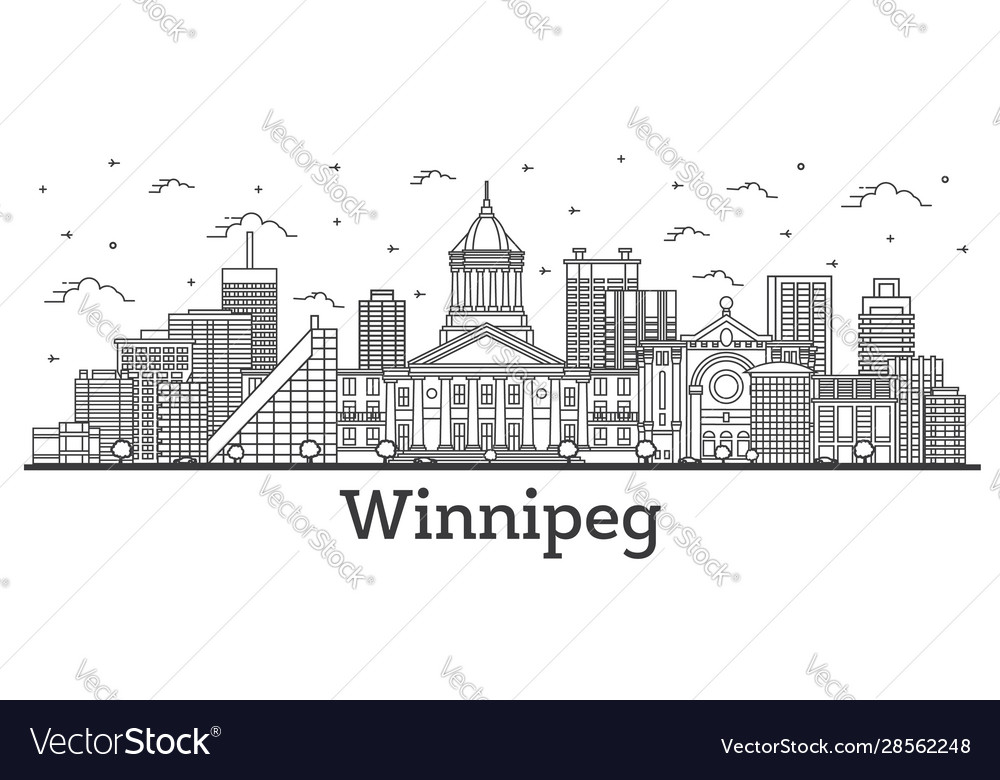 Outline winnipeg canada city skyline with modern