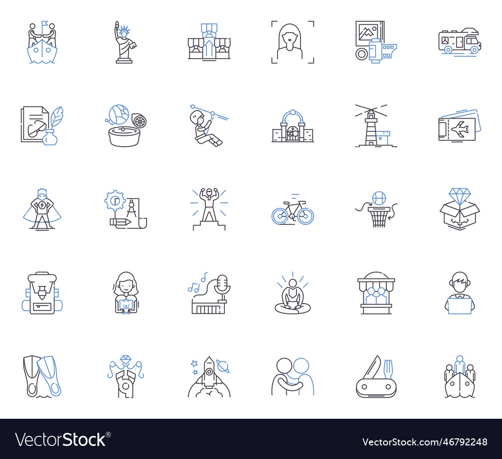 Sports and recreation line icons collection Vector Image