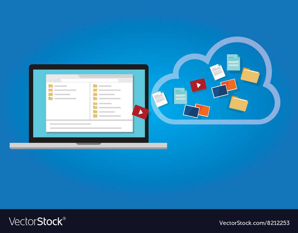 Backup data to cloud from computer laptop Vector Image