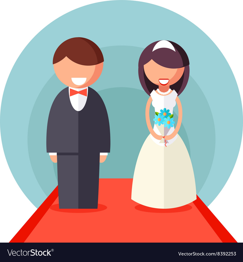 Bride and groom marriage icon wedding symbol flat Vector Image