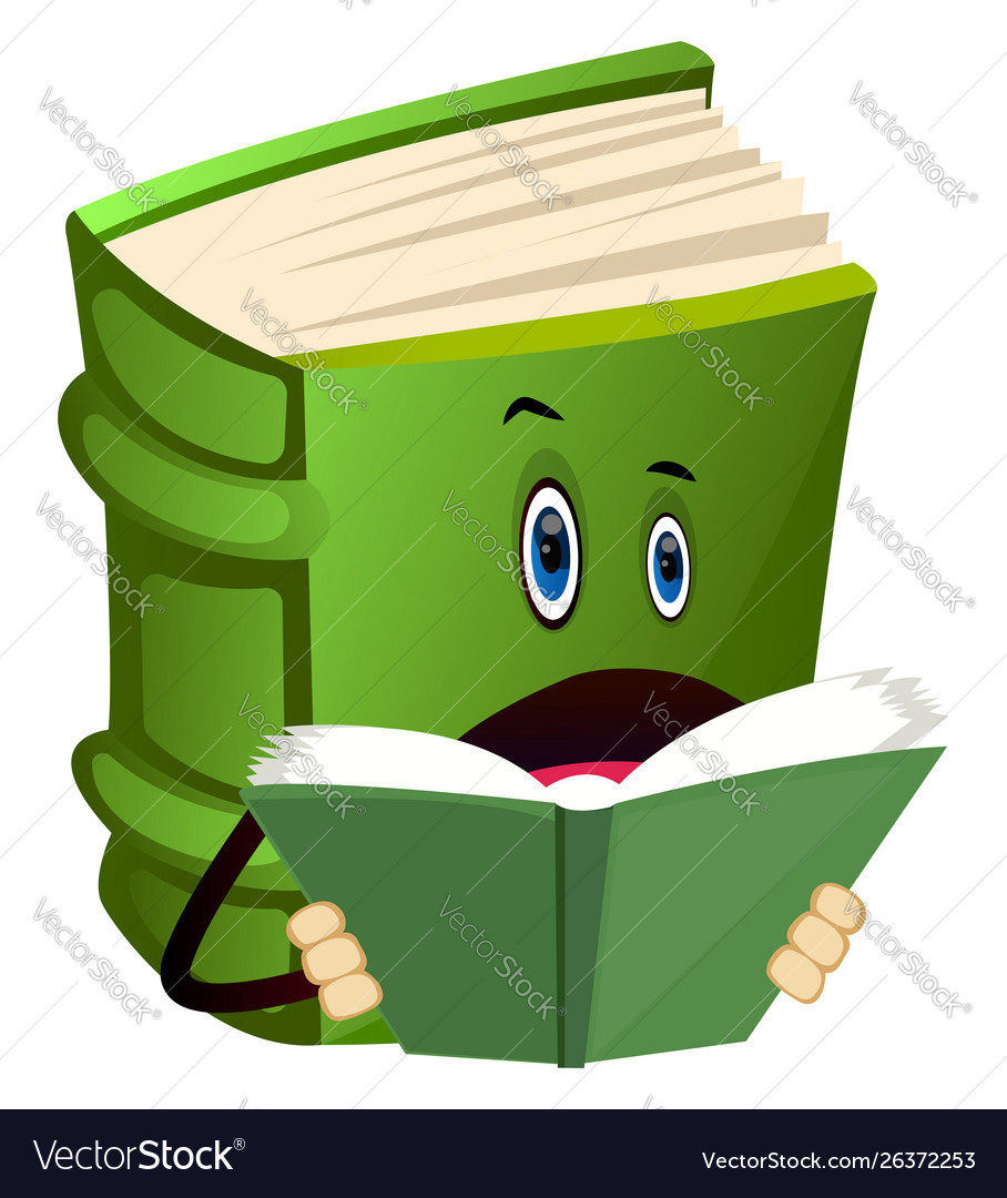 Cartoon book character is reading Royalty Free Vector Image