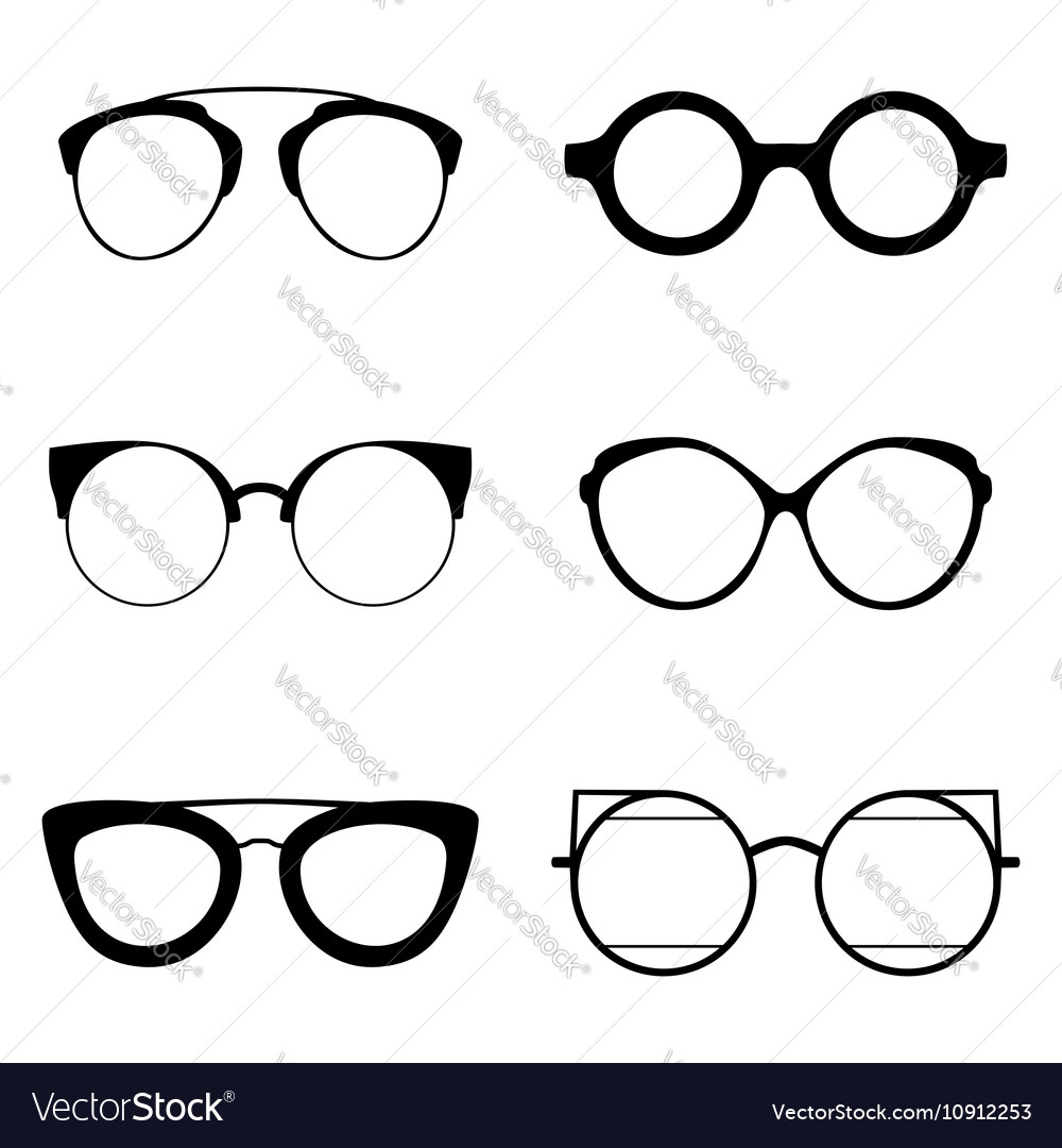 Set various glasses stylish sunglasses Royalty Free Vector