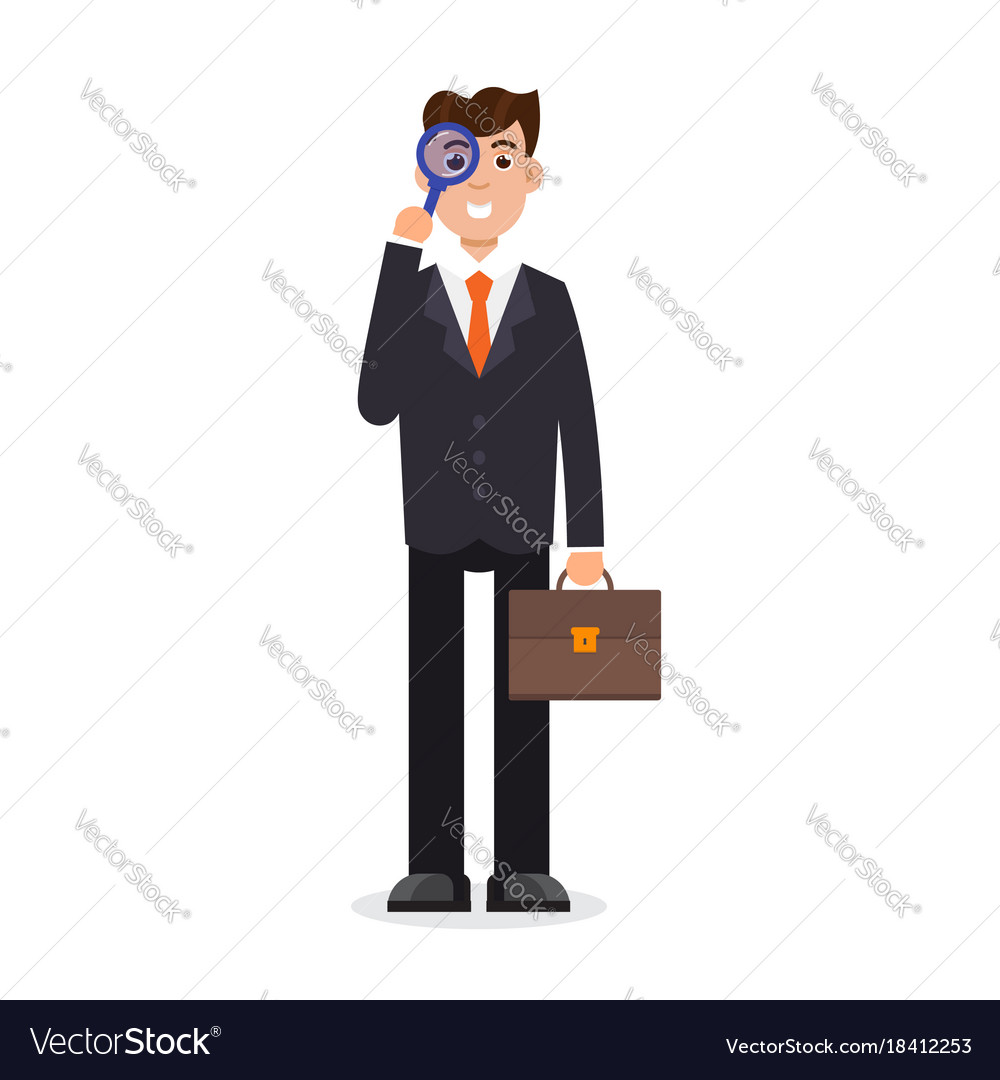 Tax inspector character flat style Royalty Free Vector Image