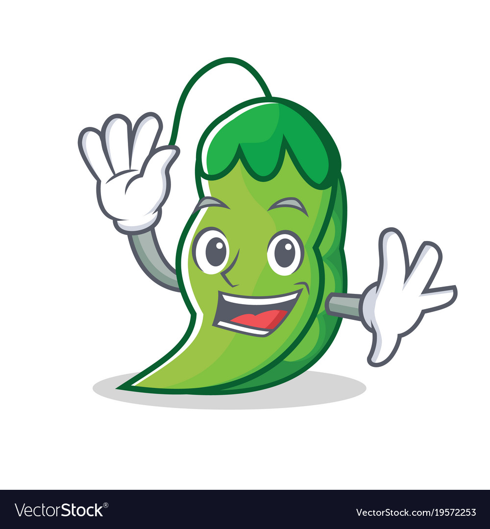 Premium Vector  Pea hawaiian waving character. cartoon mascot vector