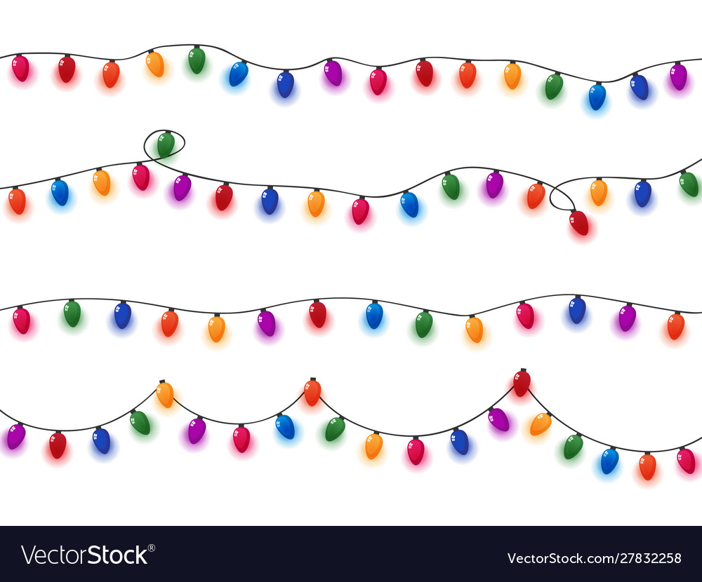 Collection realistic lantern garlands Royalty Free Vector