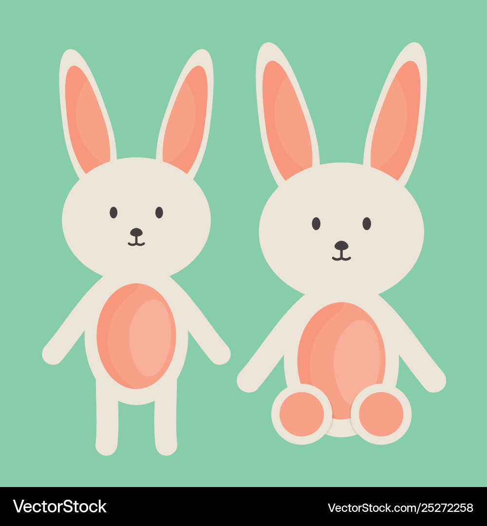 Cute rabbits stuffed toys Royalty Free Vector Image