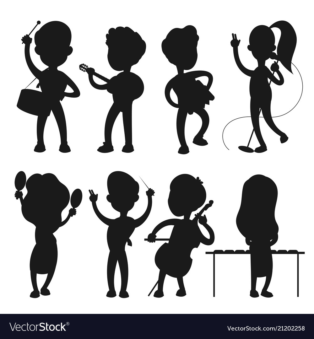 musicians silhouettes isolated on white royalty free vector