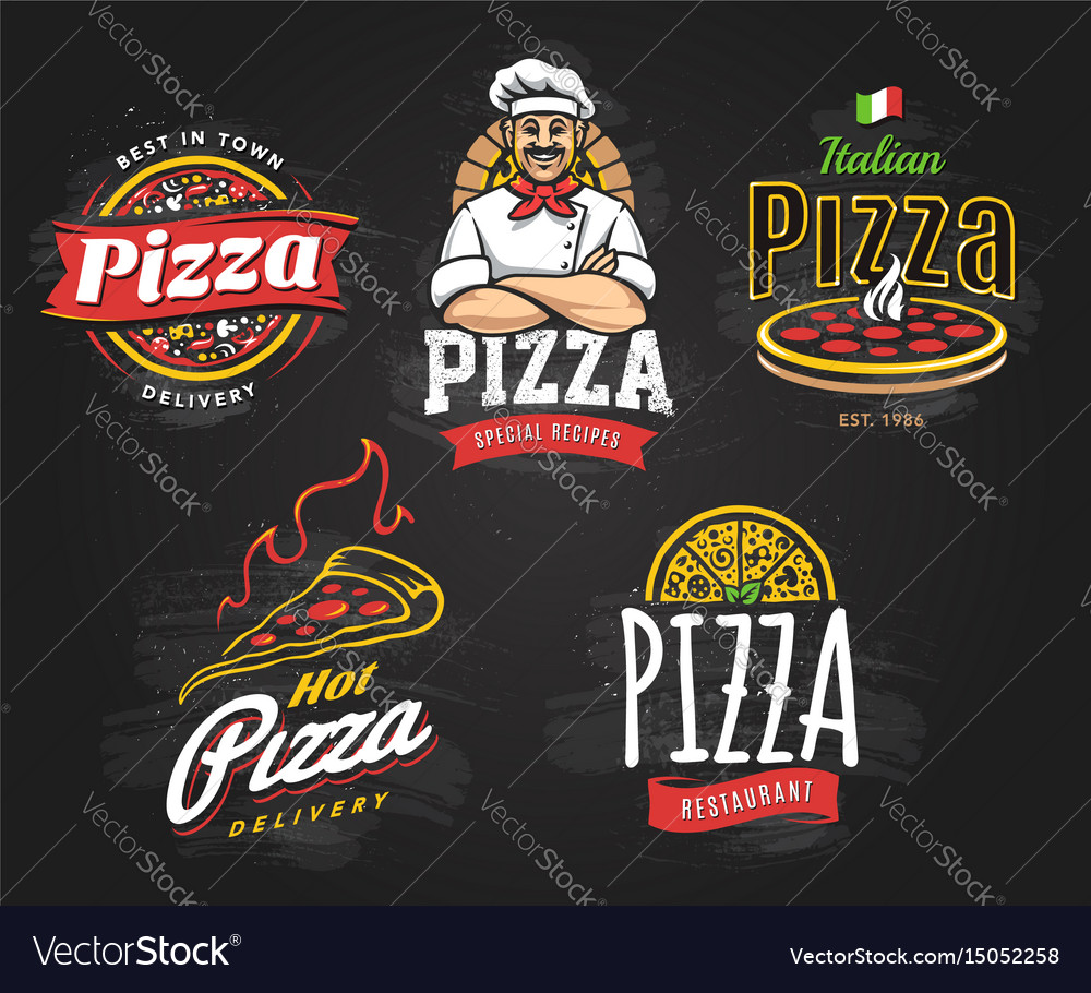 Pizza emblems set