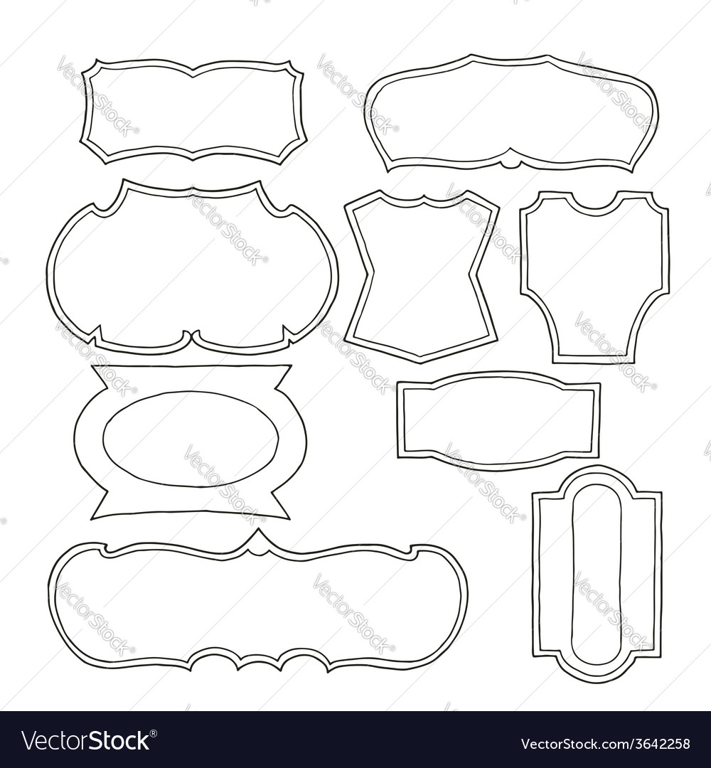 Set hand drawn vintage logo shapes Royalty Free Vector Image