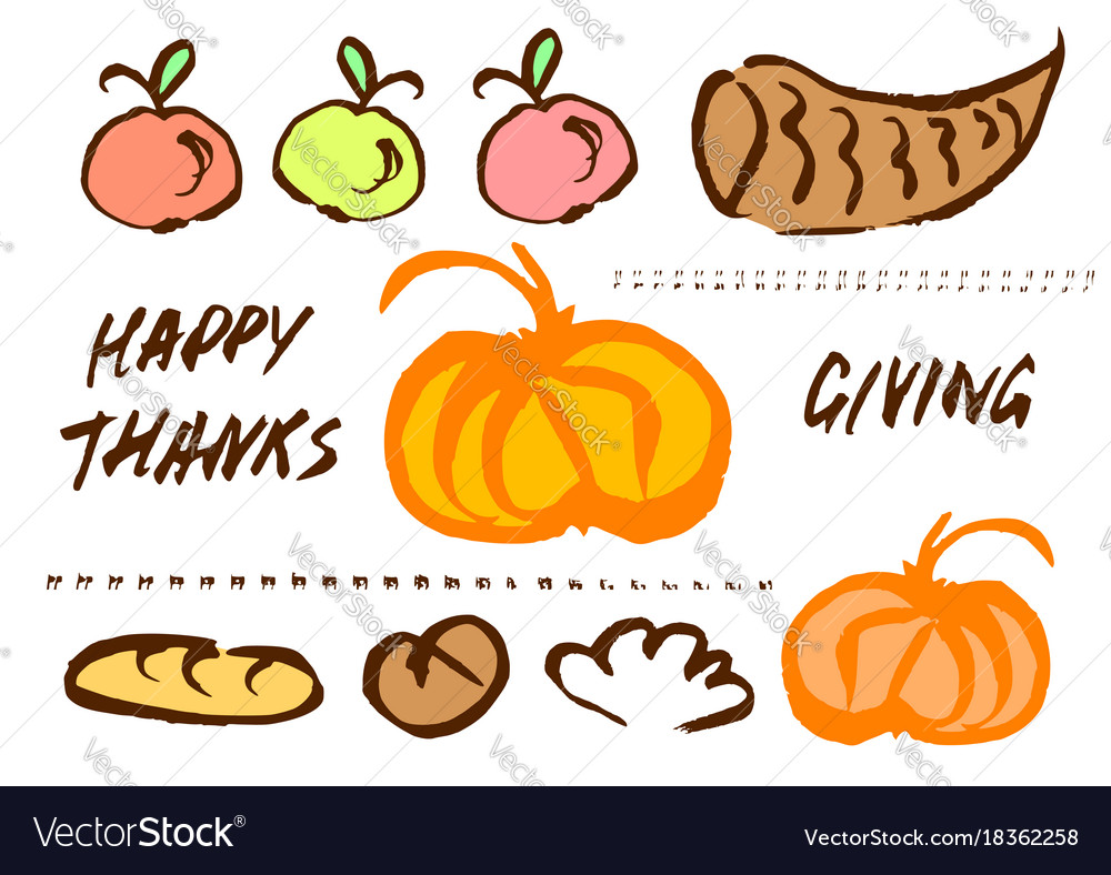 Thanksgiving doodle set Royalty Free Vector Image