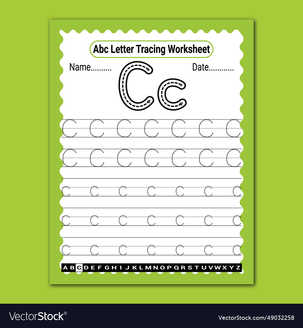 Uppercase and lowercase letter tracing worksheets Vector Image