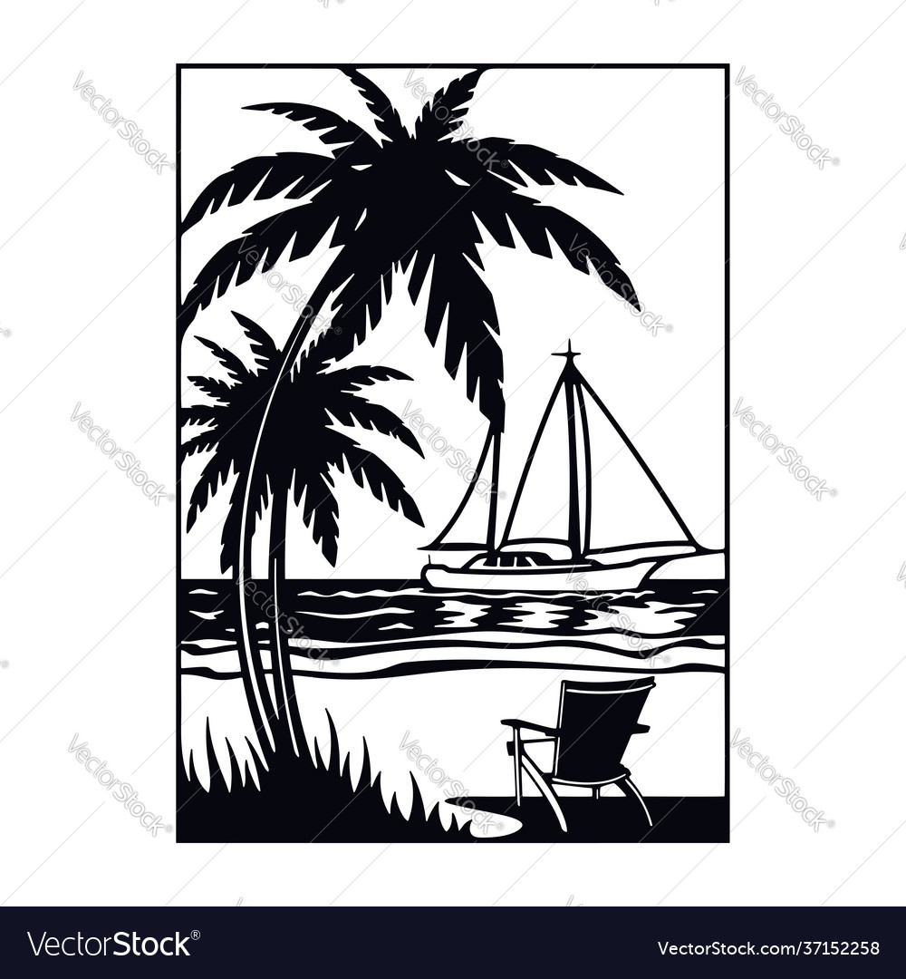 Vacation beach rest stencils - travel silhouettes Vector Image