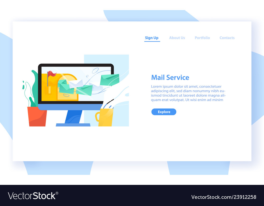 Web Banner Template With Computer Display Opened Vector Image